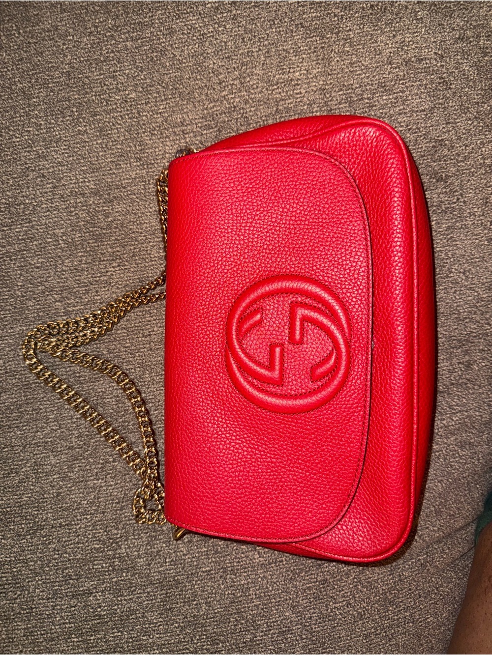 Authentic Gucci Red Soho Chain Flap Bag Shoulder Crossbody